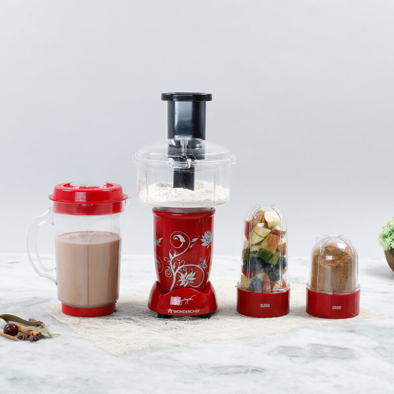 Nutri-blend Juicer, Mixer, Grinder, Smoothie Maker | Food Processor with Atta Kneader | 400W 22000 RPM 100% Full Copper Motor | SS Blades | 4 Unbreakable Jars | 2 Years Warranty | Recipe Book By Chef Sanjeev Kapoor | Red - Image 7
