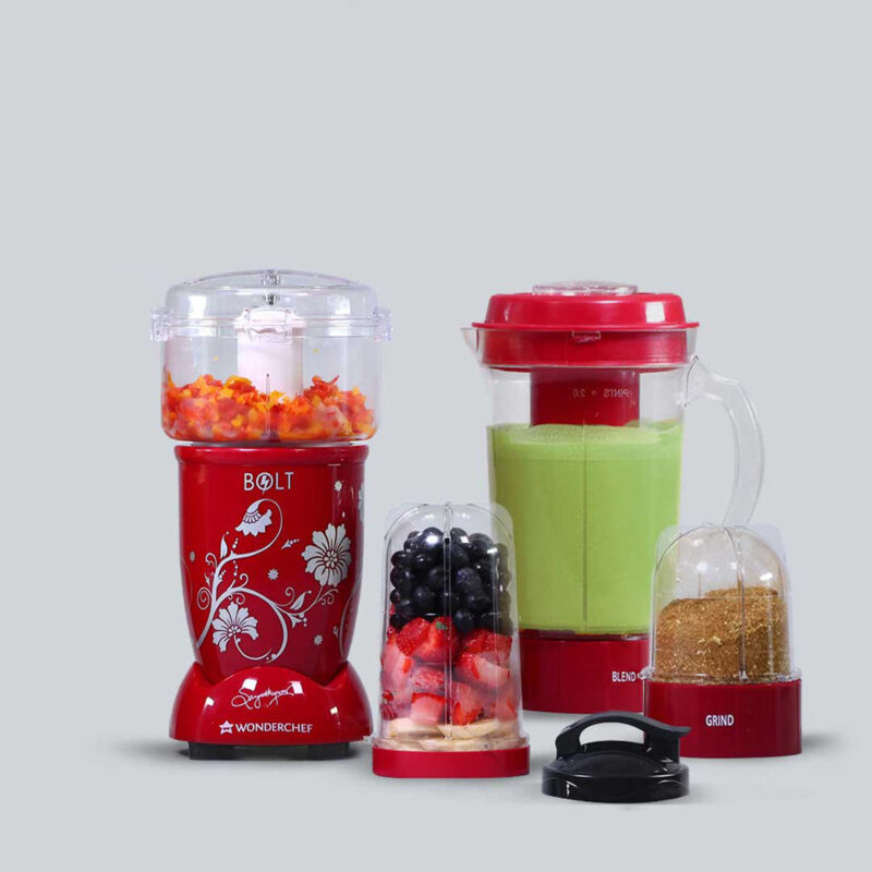 Nutri-blend BOLT-600W CKM Mixer with Chopper, Stronger & Swifter with Sipper Lid, 22000RPM 100% Full Copper Motor, 4 Unbreakable Jars, Sharper Steel Blades, Recipe Book by Chef Sanjeev Kapoor - Image 9