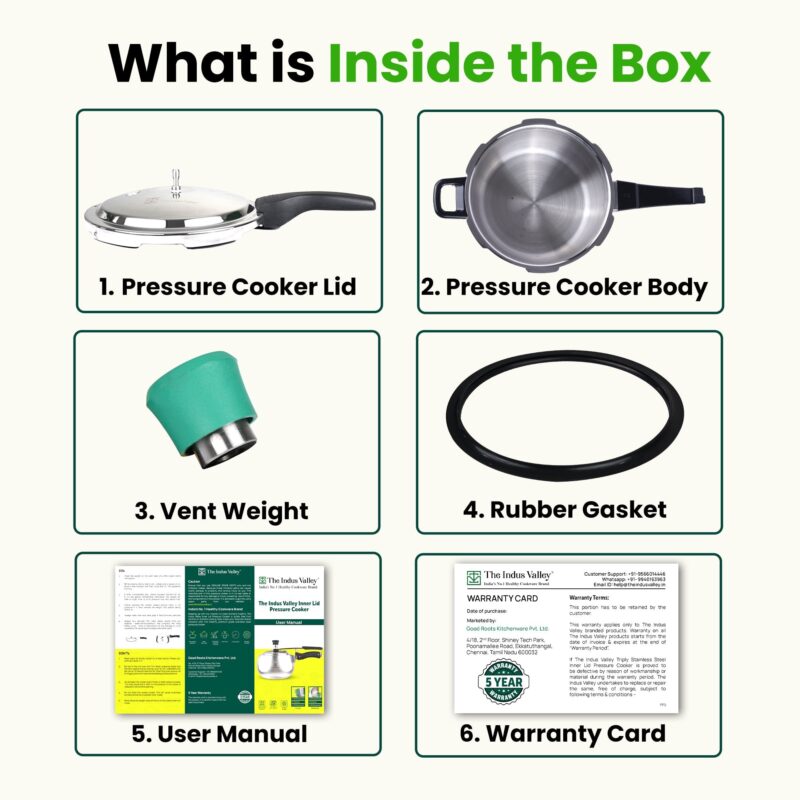 QuicKooker Stainless Steel Pressure Cooker, Premium Quality, Tri-ply (3 Layer) Heavy Bottom, 100% Safe, ISI Certified, 3 Yr Warranty, Induction & Gas, 3/4.5L - Image 15