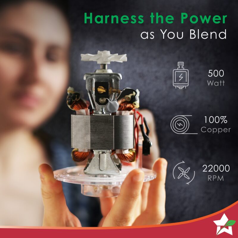 Nutri-blend SMART Automatic Mixer Grinder with Dual Pulse Function|22000 RPM|100% Full Copper Motor|2 Unbreakable Jars| 500 Watt| 2 Years Warranty| Recipe book by Chef Sanjeev Kapoor| Black - Image 4