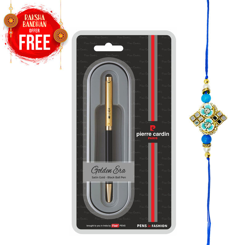 Pierre Cardin Golden Era Satin Gold & Black Finish Exclusive Ball Pen - Blue, Pack Of 1