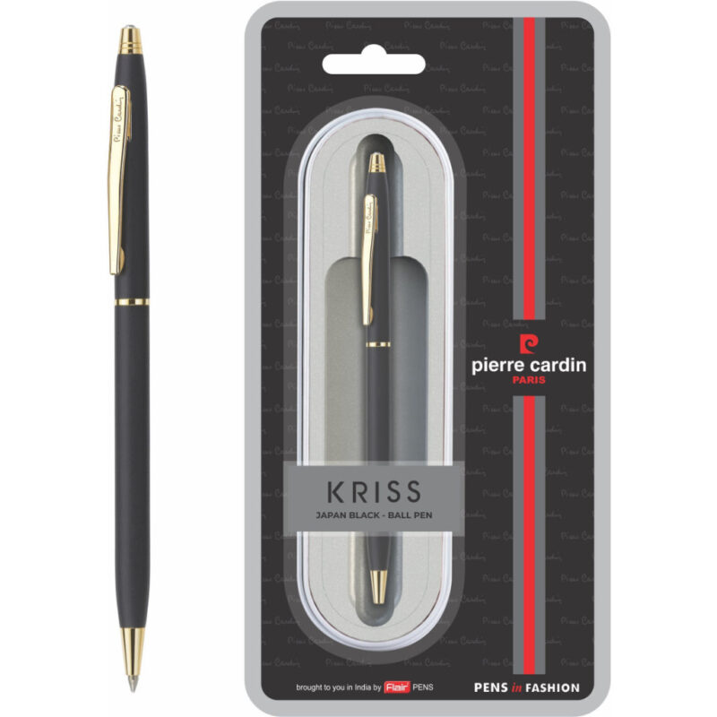 Pierre Cardin Kriss Japan Black Finish Exclusive Ball Pen  - Blue, Pack Of 1