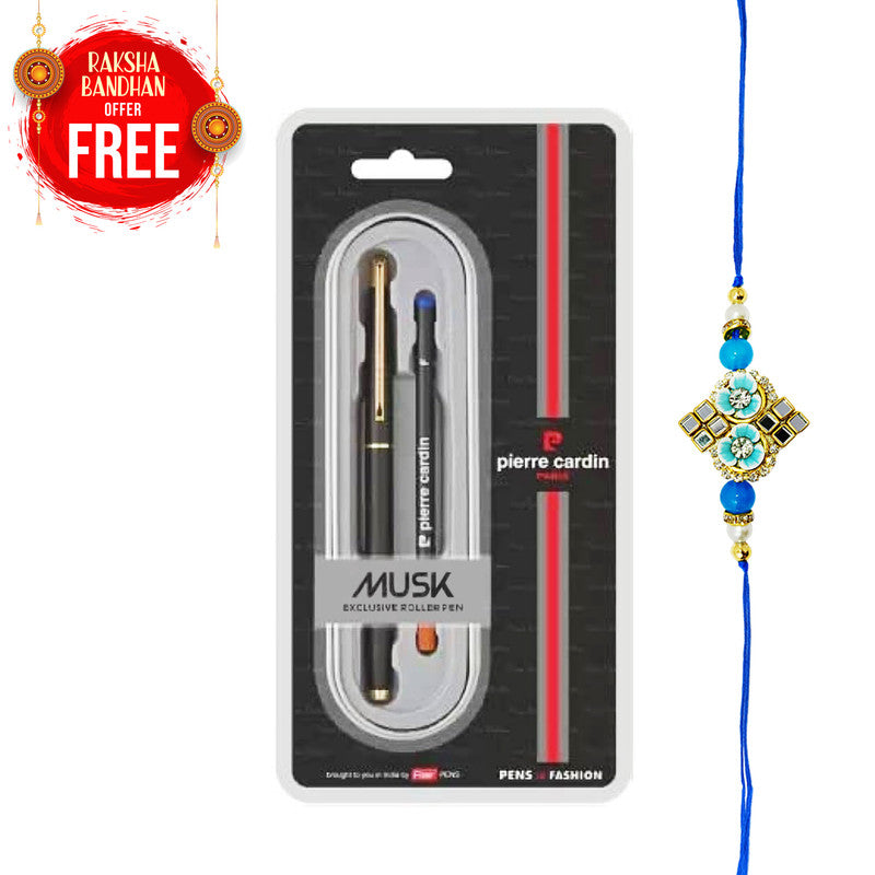 Pierre Cardin Musk Matte Black Finish Exclusive Roller Pen - Blue, Pack Of 1
