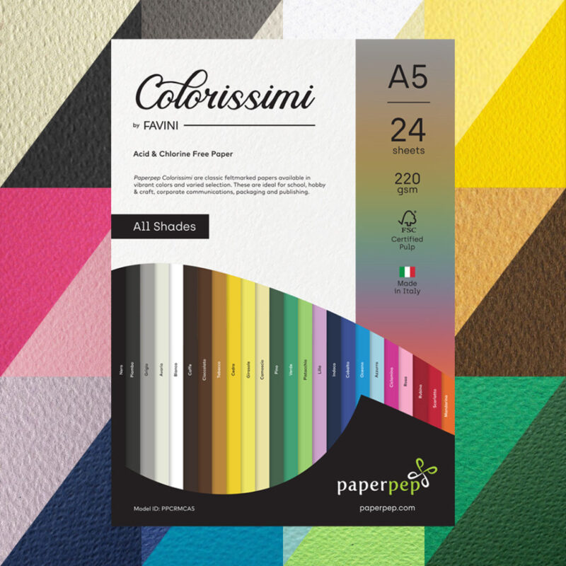 Paper Pep Colorissimi Card Stock 220Gsm A5 Multicolor Shades Assorted Pack Of 24 Sheets