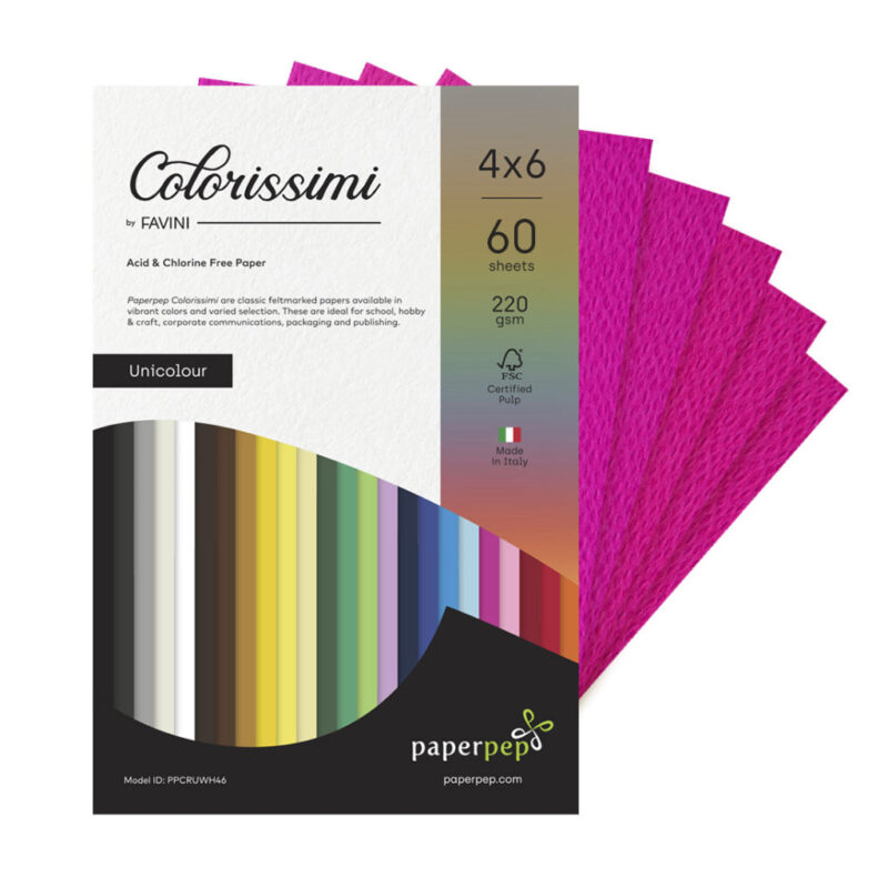 Paper Pep Colorissimi Card Stock 220Gsm 4"X6" Ciclamino (Dark Pink) Unicolor Pack Of 30 Sheets