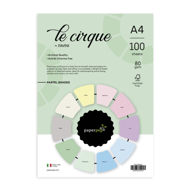 Paper Pep Le Cirque Colour Sheets 80Gsm A4 Pastel Shades Assorted Pack Of 100 Sheets