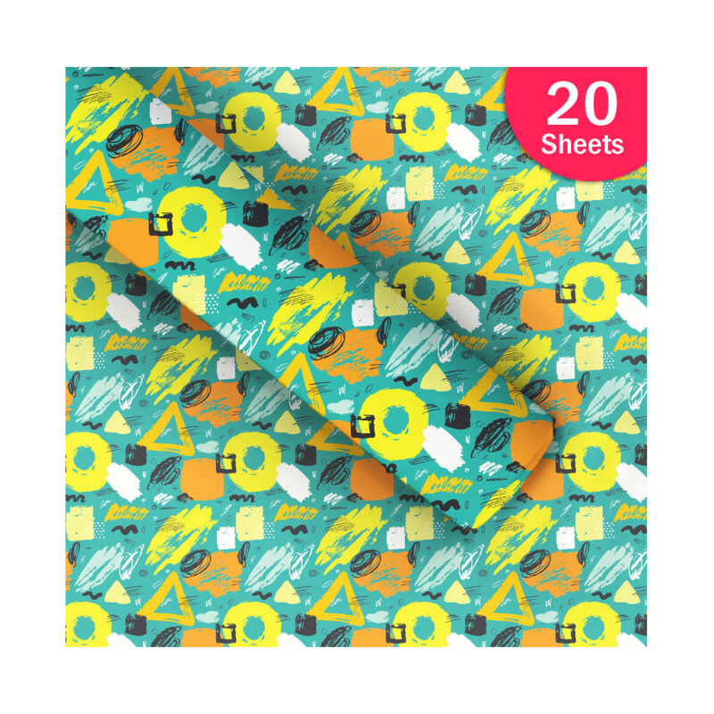Paperpep Green Geometric Brush Strokes Print Gift Wrapping Paper 19"X29" Pack Of 20 Sheets For Gift Packing Birthday, Anniversary, Diwali, Christmas, All Occasions & Events, Crafts, Return Gifts