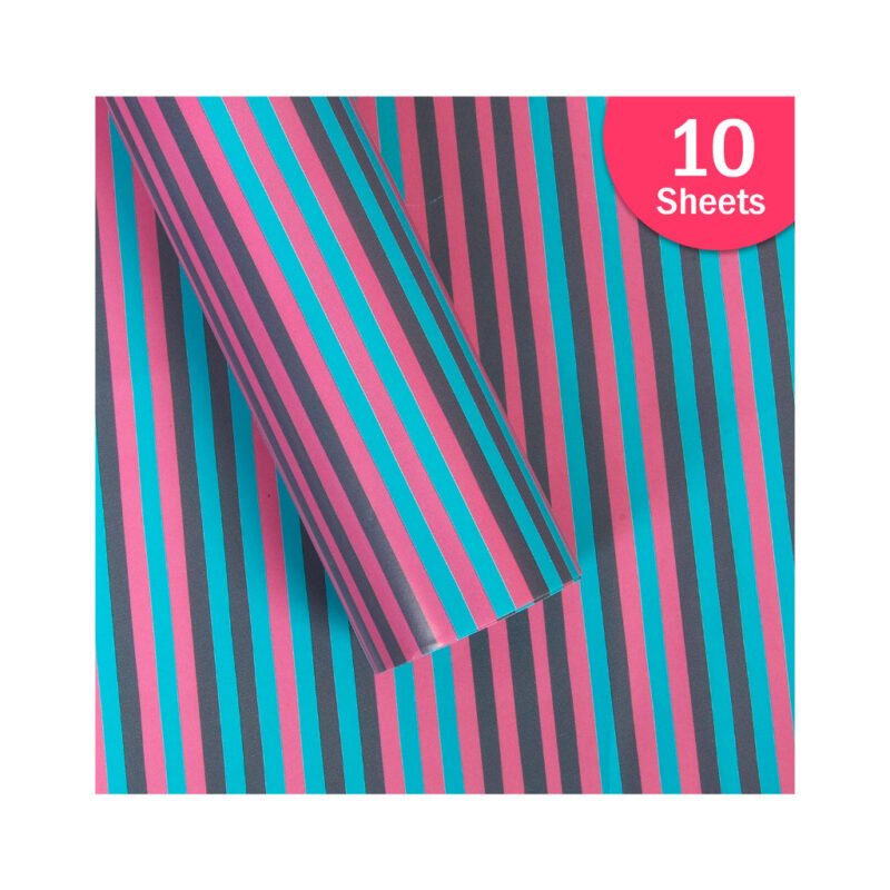 Paper Pep Multicolour Stripes Print Gift Wrapping Paper 19"X29" Pack Of 10 Sheets