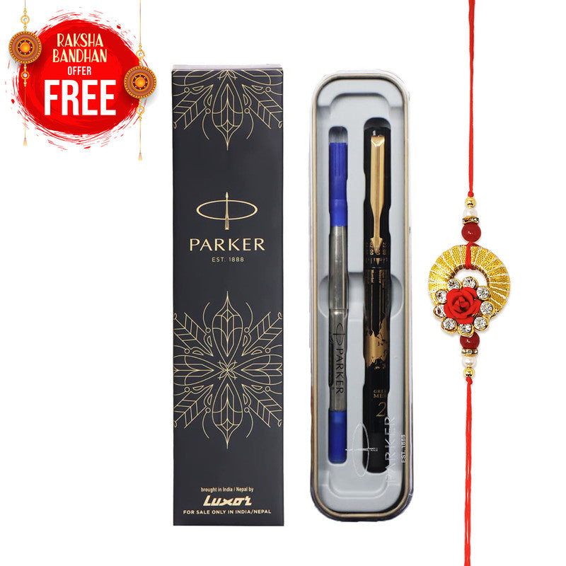 Parker Moments Vector Gold Trim Roller Ball Pen - Blue Ink, Pack Of 1
