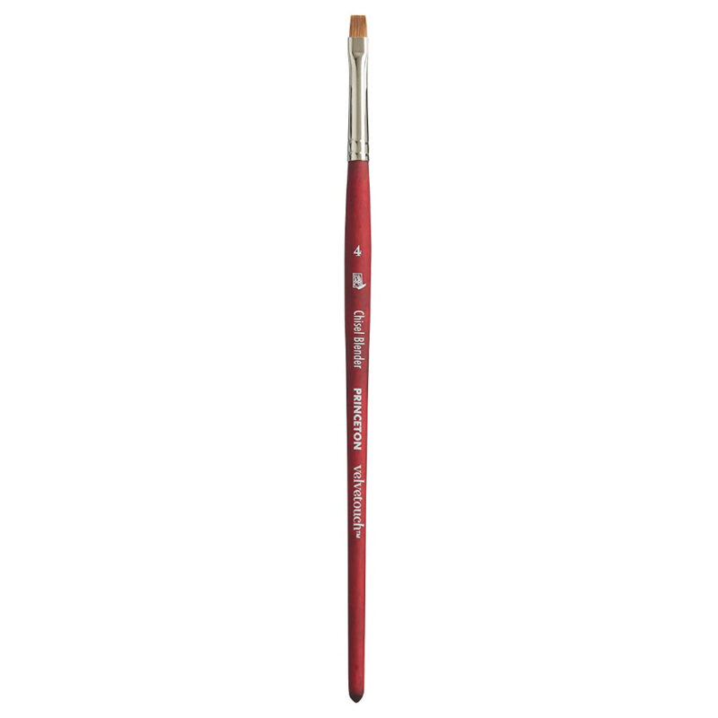 Princeton Velvetouch Short Handle Chisel Blender Paintbrush (No 4)