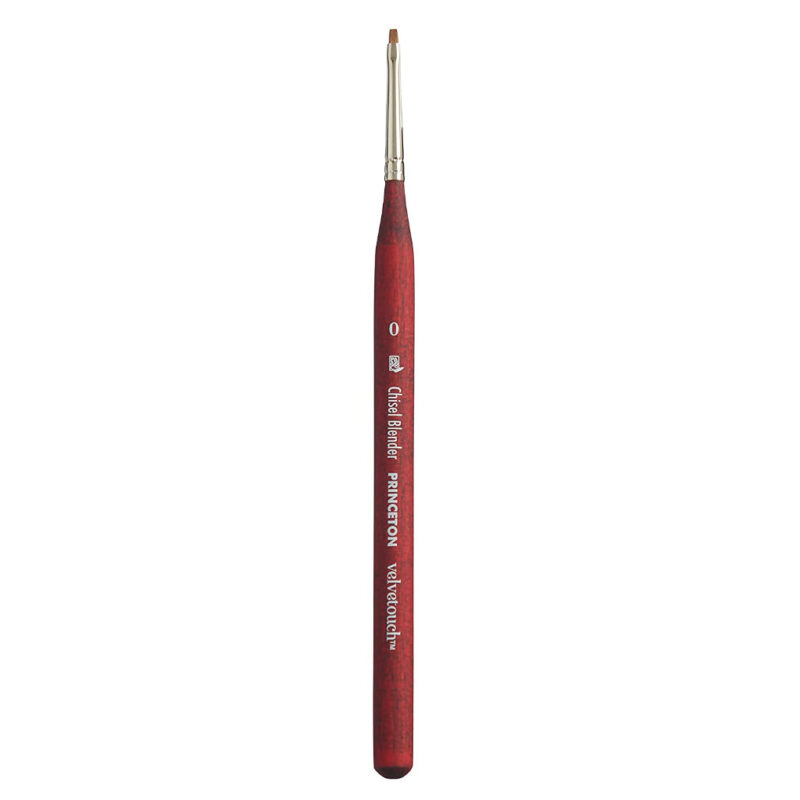 Princeton Velvetouch Short Handle Mini Chisel Blender Paintbrush (No 0)