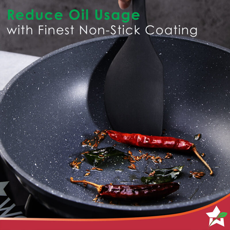 Duralite Die-Cast Kadhai with Lid | 24 cm | 2.4 L | 5 Layer Meta-Tuff Non-Stick Coating | Never Loses Shape | Non-Toxic | Cool Touch Handles and Knob | PFOA Free | Pure Grade Aluminium | Easy to Clean | Grey | 2 Years Warranty - Image 4