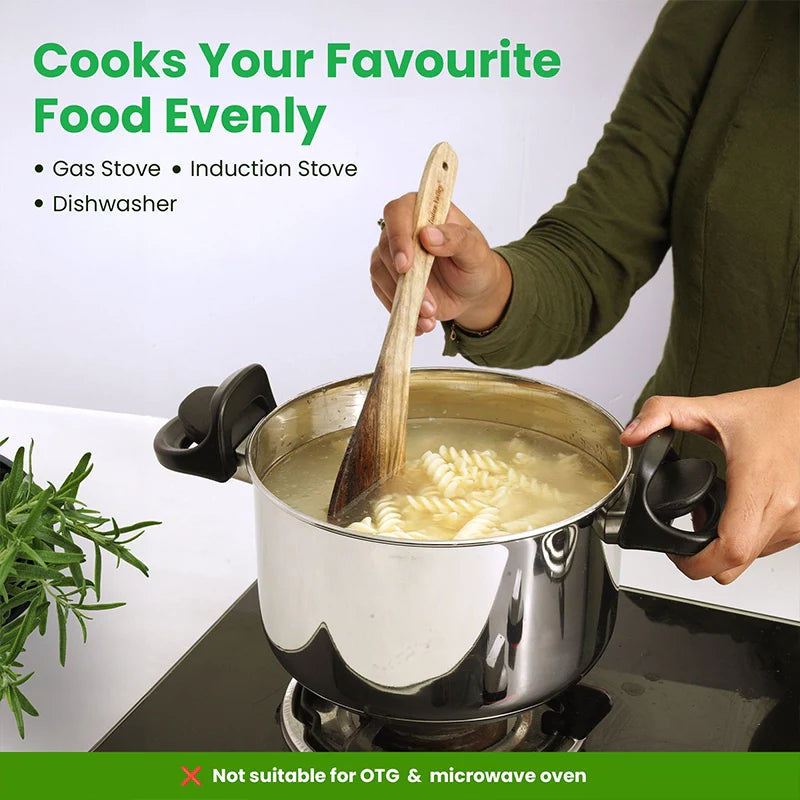 Tri-steel Stainless Steel Strainer Pot with Lockable Bakelite Handles | Sandwich bottom | Noodle Pot with Strainer Lid | Pasta Pot | Rice Strainer Pot 1.08 Kg / 19cm - Image 5