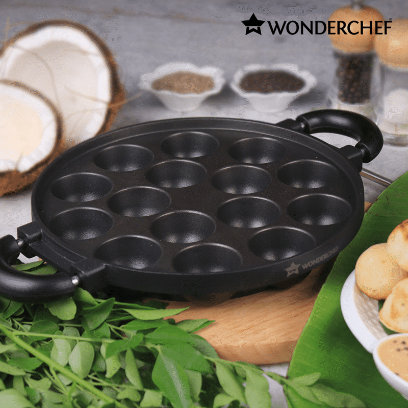 Wonderchef Renewed Paniyarakkal 23 cm Non-stick, | Ideal for flavourful and Healthy Appams | Gas Stovetop Compatible | Black - Image 2