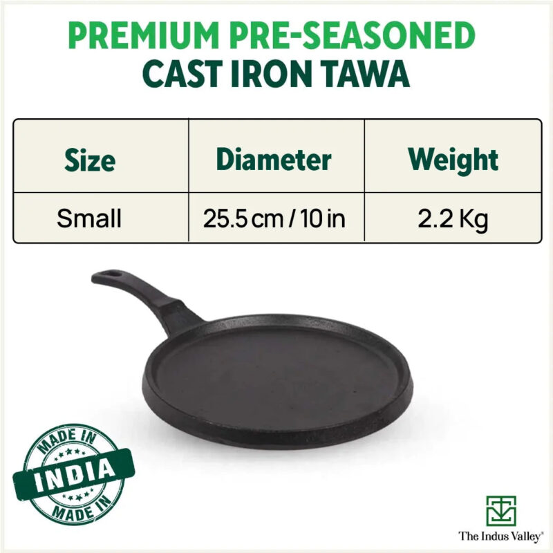 CASTrong Cast Iron Tawa,Pre-seasoned, Nonstick, 100% Pure, Toxin-free, Induction, 25.5cm, 2.2kg - Image 2
