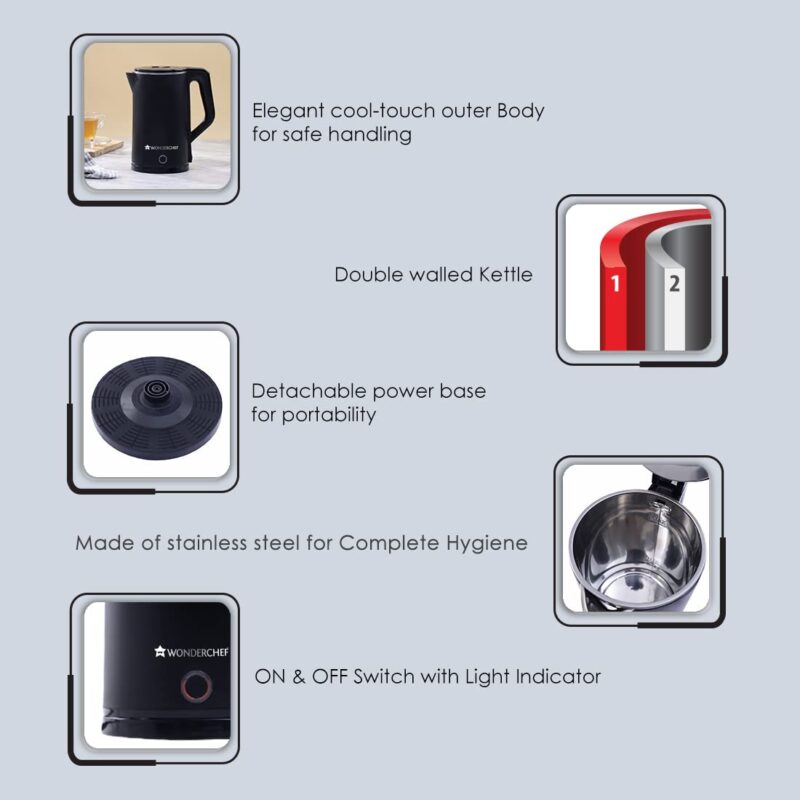 COOL-TOUCH Electric Kettle, 1500 W, 1.8 L, 1 Years Warranty - Image 3