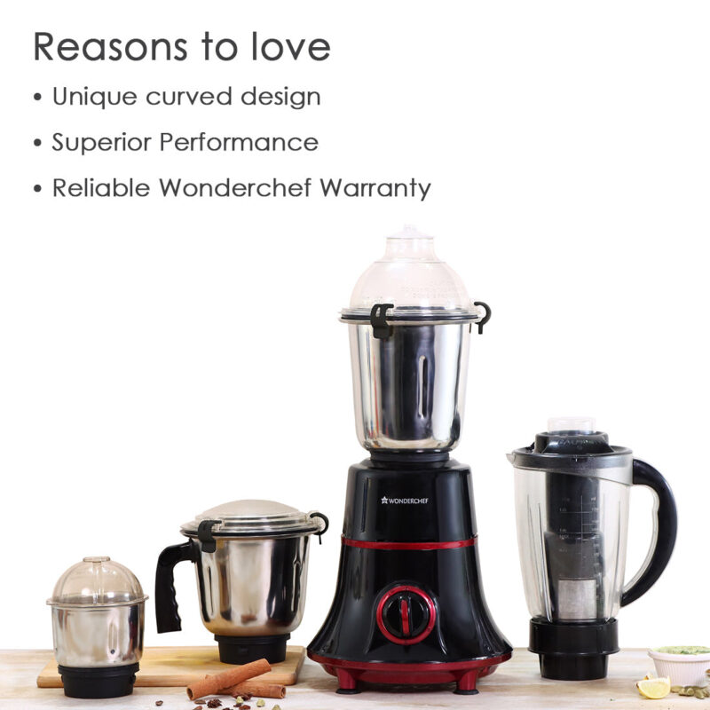 Wonderchef Renewed Glory Mixer Grinder | 750W | 4 Stainless Steel Jars and Anti-rust Stainless Steel Blades | Ergonomic Handles - Image 15