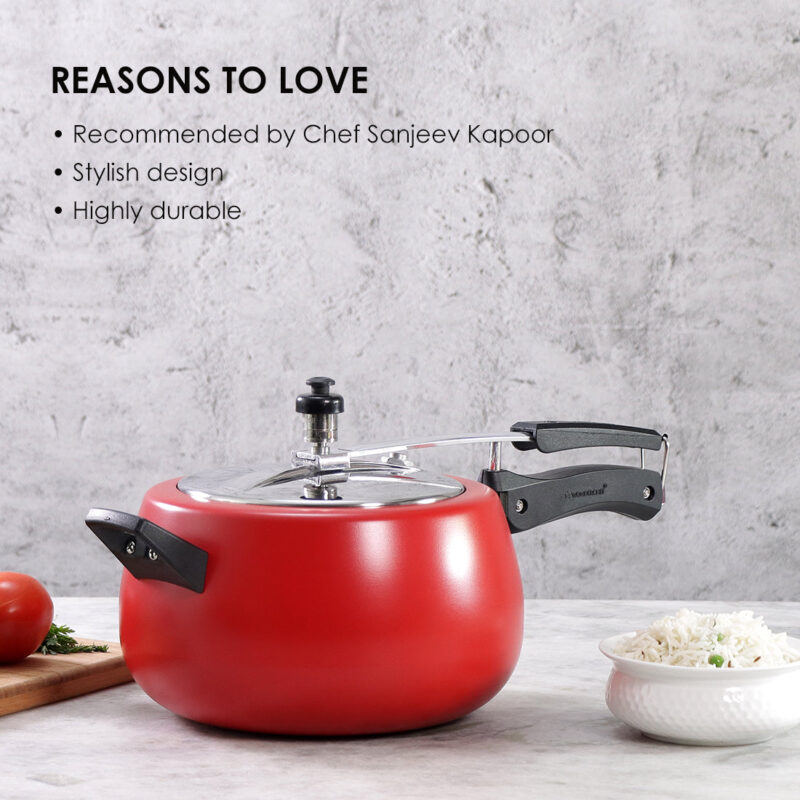 Regalia Induction Base 5L Pressure Cooker with Inner Lid, 2 Years Warranty, Red - Image 8