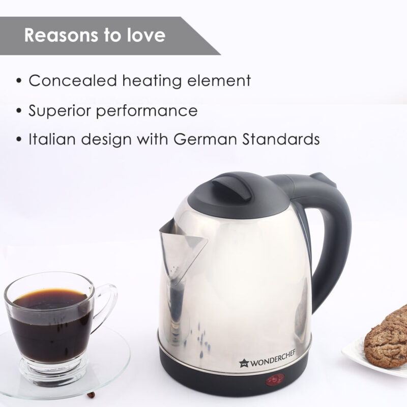 Prato Automatic Stainless Steel Cordless Electric Kettle, 1.5 Litres, Built-in Metal Filter, 304 Stainless Steel Interior, Ergonomic Handle Design, 1000W, 2 Years Warranty - Image 8