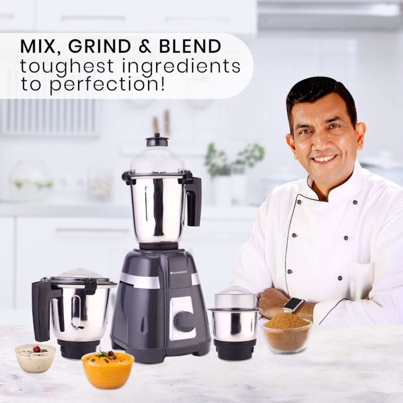 Regalia Mixer Grinder 750W, 230V~50Hz, 3 Stainless Steel Jars, Black, 5 Years Warranty - Image 2