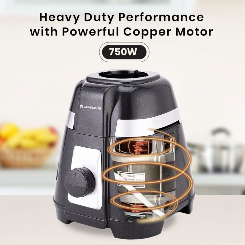 Regalia Mixer Grinder 750W, 230V~50Hz, 3 Stainless Steel Jars, Black, 5 Years Warranty - Image 3