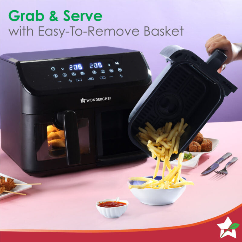 Regenta Digital Air Fryer with Dual Basket | 2000W, 9L | 2 Baskets for Different Types of Cooking | Healthy Food with Minimum Oil | Auto Resume & Shut-off | Touch Screen | 2 Year Warranty - Image 7