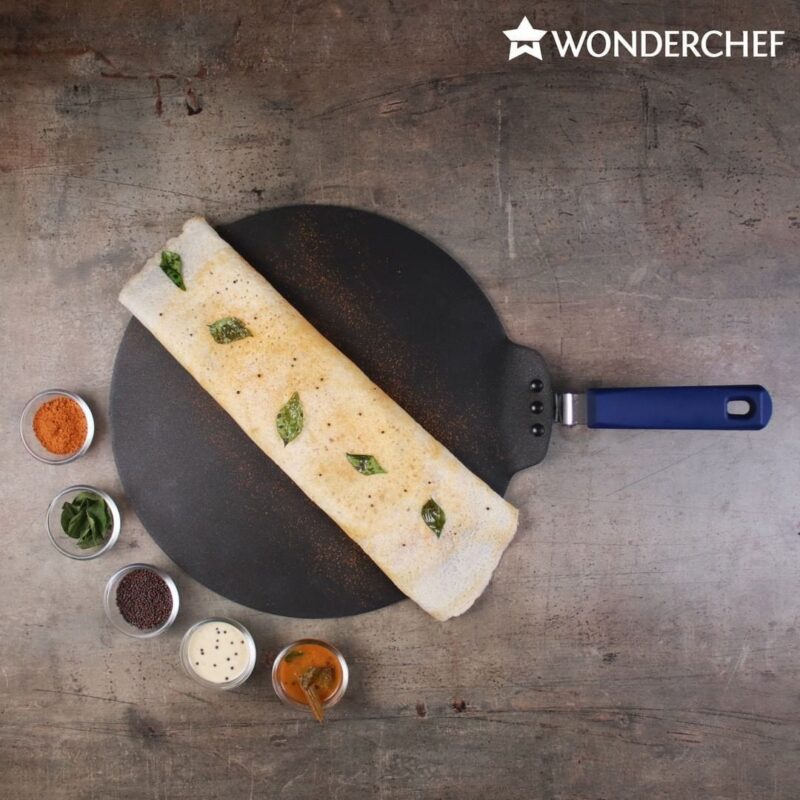 Reva Flat Aluminum 28 cm Nonstick Dosa Tawa | Non Stick Tawa | 4 mm | Black - Image 6