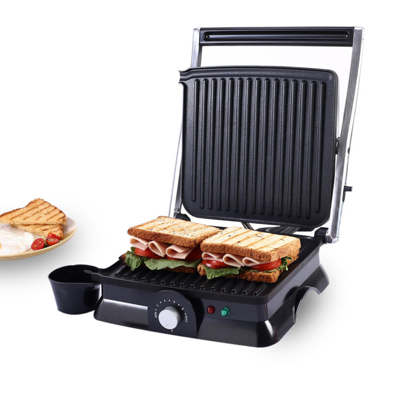Sanjeev Kapoor Tandoor Family Size| Electric Contact Grill & Sandwich Maker| 3-in-1 Appliance|1600 Watt|180 Degree Grilling|Cool Touch Handle|Auto Shut Off|2 Year Warranty| Black & Silver - Image 8
