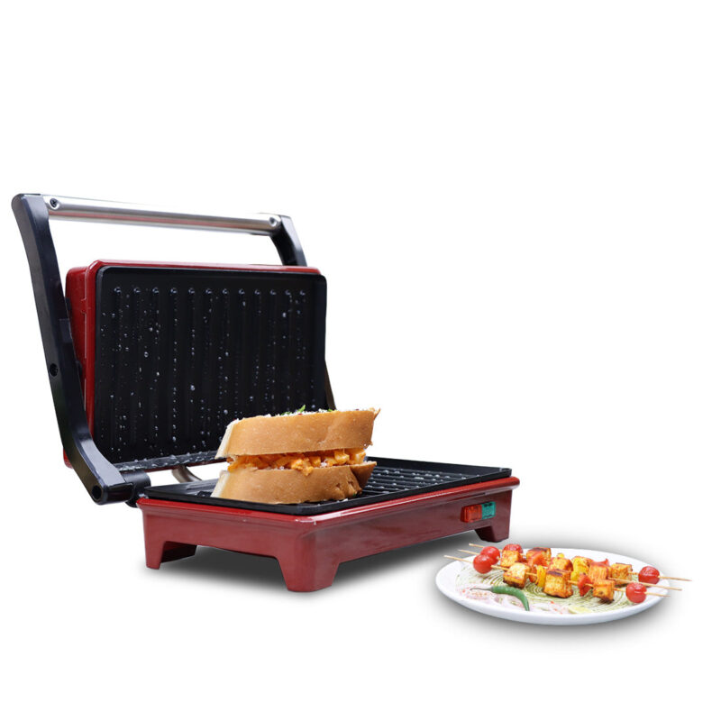 Sanjeev Kapoor Tandoor Mini | Crimson Edge Electric Contact Grill & Sandwich Maker | 3-in-1 Appliance | 700 Watt | Healthy Non-Stick Coating | 1 Year Warranty | Red - Image 6