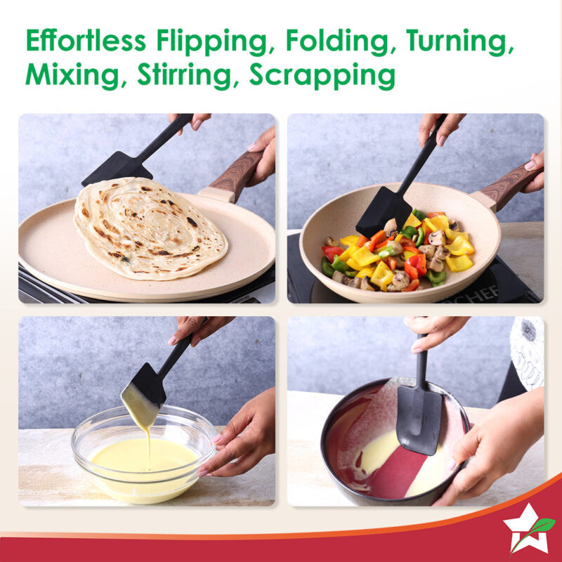 Waterstone Silicon Spatula | Stainless Steel Core | Food Grade Silicone | Unique Angle | Use for Flipping, Turning, Scrapping, Mixing | Non-stick, Flexible, Heat Resistant, Stylish Design - Image 2