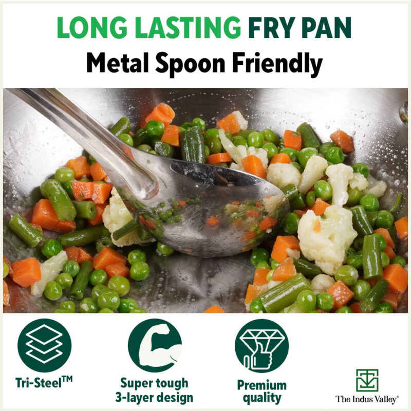 TurboCuk Tri-ply Stainless Steel Deep Fry Pan, Premium Quality, 3 Layer Thick Body, 100% Toxin-free, Non-stick, Induction & Gas, 22.1cm, 1.6L - Image 9
