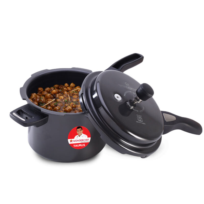 Taurus Hard Anodized 5L Outer Lid Pressure Cooker, SS Lid, Soft Touch Handles for Durability,  Induction Friendly, Black, 5 year warranty, ISI Certified - Image 2