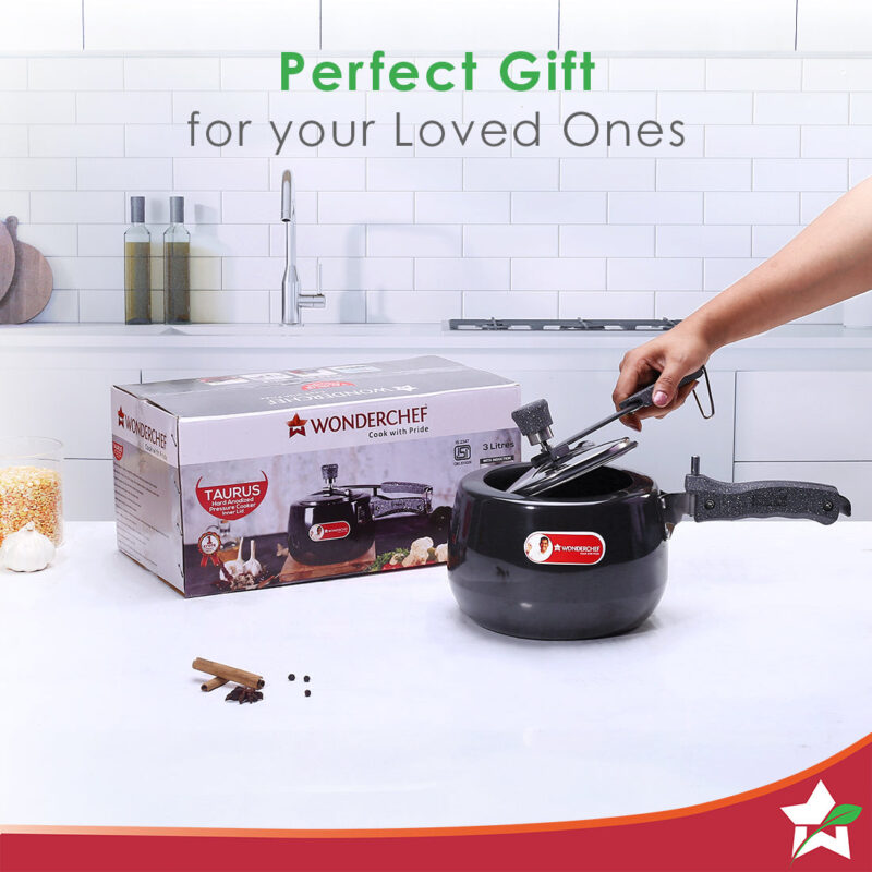 Taurus Hard Anodized 3L Inner Lid Pressure Cooker | Soft Touch Handles for Durability Induction Friendly | Black - Image 6