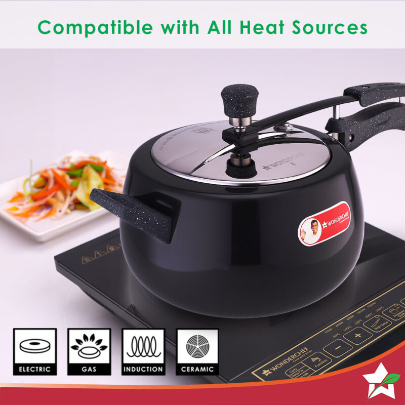 Taurus Hard Anodized 5L Inner Lid Pressure Cooker | Soft Touch Handles for Durability | Induction Friendly | Black - Image 3