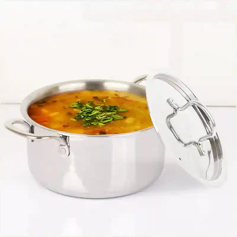TurboCuk Tri-ply Stainless Steel Casserole/ Cooking Pot/ Sauce Pot+ Steel Lid, Premium Quality, 3 Layer Thick Body, 100% Toxin-free, Non-stick, Induction & Gas, 2.1L - Image 13