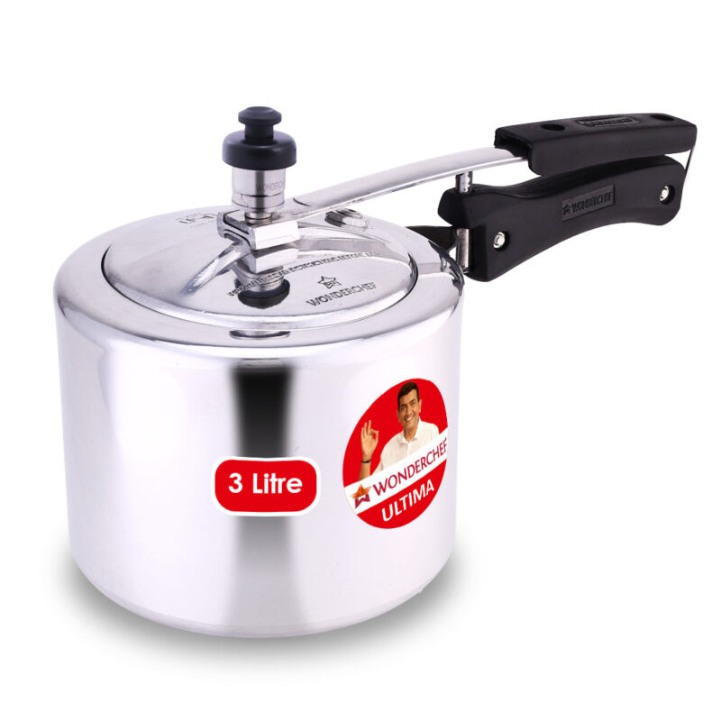 Inner Lid Ultima 3L Pressure Cooker | 3.25 mm Heavy Encapsulated Bottom | Bakelite Handles for Durability | Induction Friendly (Aluminium , Silver) - Image 7