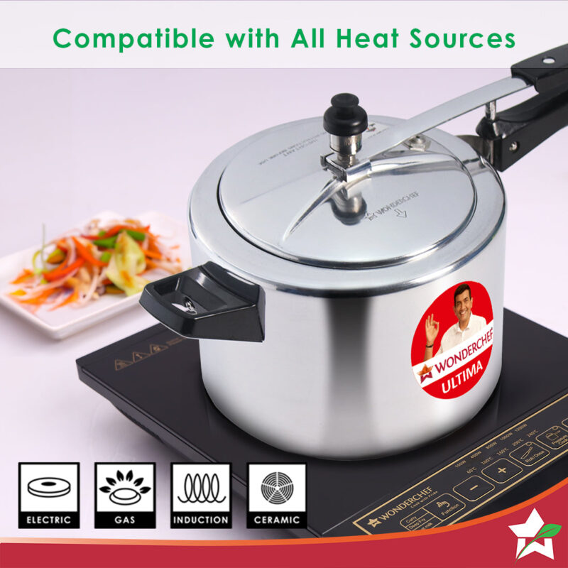 Ultima Induction Base 5L Aluminium Pressure Cooker With inner Lid - Image 4