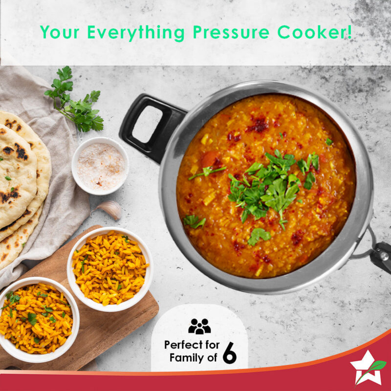 Ultima Induction Base 5L Aluminium Pressure Cooker With inner Lid - Image 3