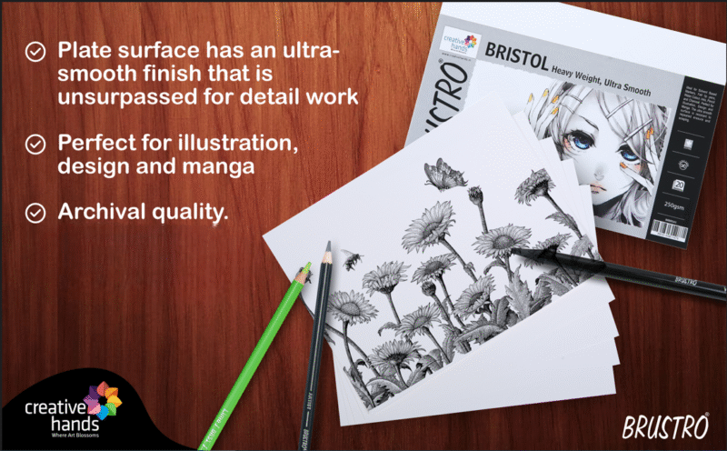 Brustro Ultra Smooth Bristol Sheets, A5 Size, 250 GSM Pack of 20 + 4 Free Sheets (Pack of 2)