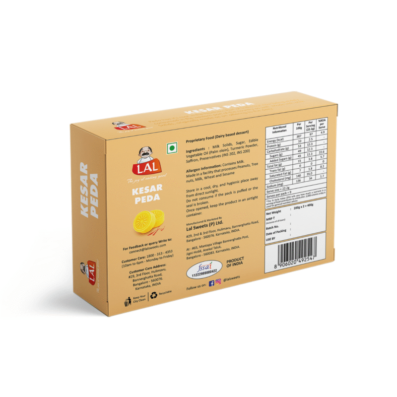 Lal Sweets Kesar Peda - 400gm - Image 3