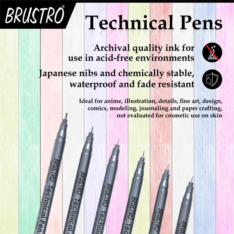 Brustro Technical Pen Black 0.6MM (Pack of 6) - Image 2