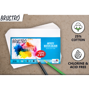Brustro Artists' Watercolour Paper 300 GSM A5- 25% cotton CP 2 Packets (Each Packet Contains 18+6 free Sheets) - Image 2