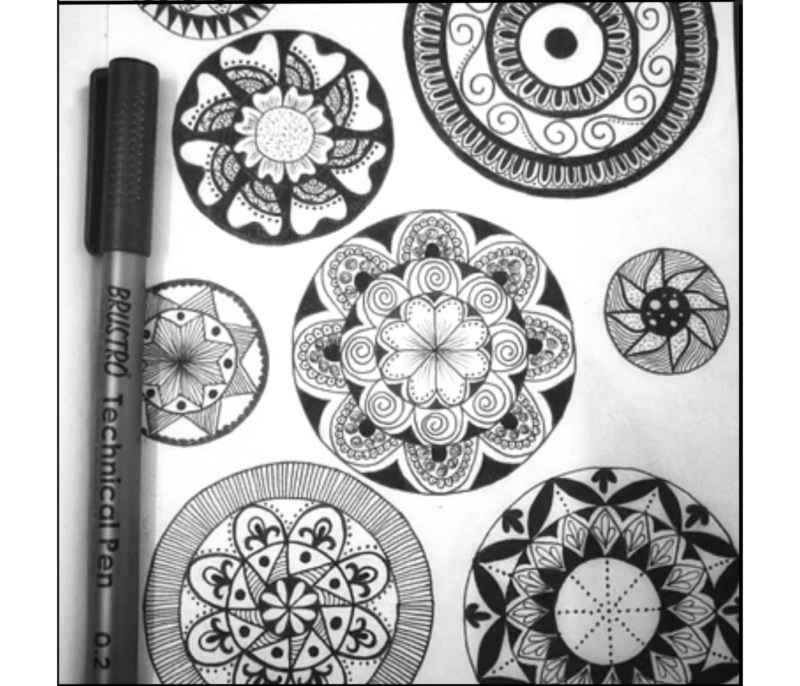 Brustro Technical Pen Fineliner Set|Black| Set of 6|Ideal for Students,Adults|Doodle,Mandala,Fineart,Outline,Waterproof,Architecture,Technical Drawing with Brustro Ultra Smooth Bristol 250 GSM A4 - (Pack of 12 Sheets) - Image 4