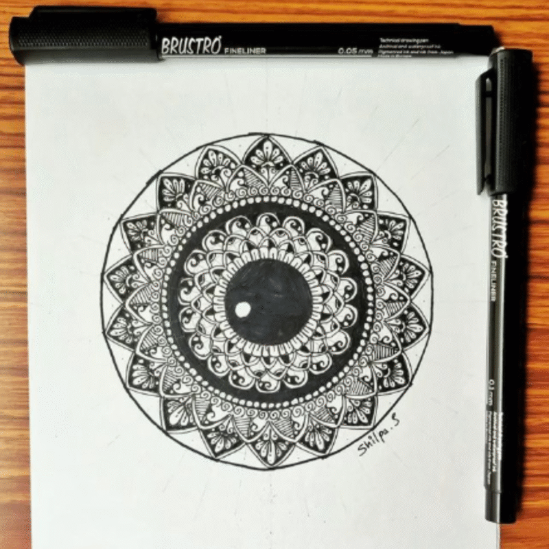 Brustro Professional Pigment Based Fineliner - Pack of 6 (Black) with Artist Sketch Book 110 GSM A5 Wiro Journal (156 Pages) - Image 3
