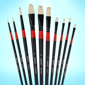 BRUSTRO Artists White Bristle Set of 10 Brushes for Oil and Acrylic - Image 7