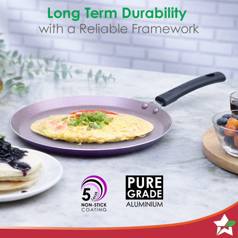 Wonderchef Renewed Valencia 28cm Dosa Tawa | Meta Tuff Non-Stick Coating | Virgin Grade Aluminum | PFOA/Heavy Metals Free - Image 4