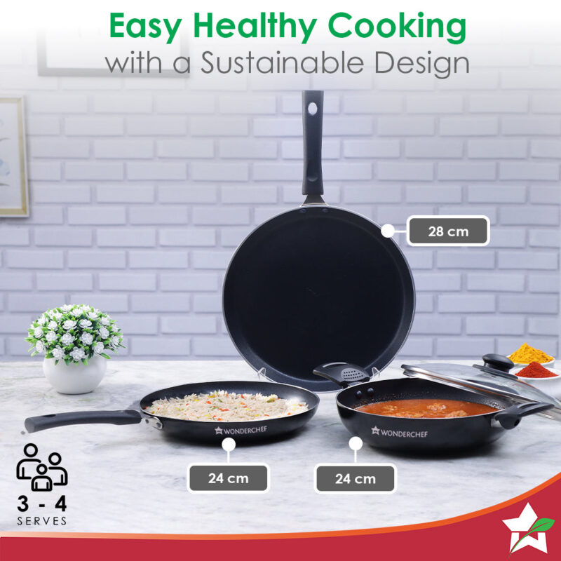 Valencia Non-stick Cookware Set - Black - Image 5