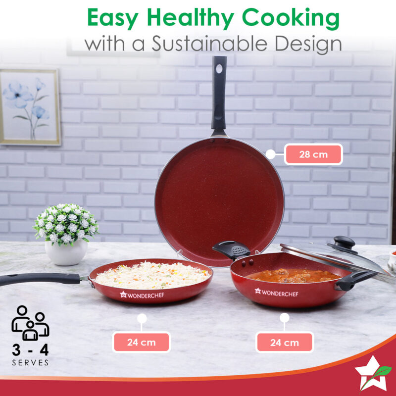 Valencia Non-stick Cookware Set - Red - Image 5