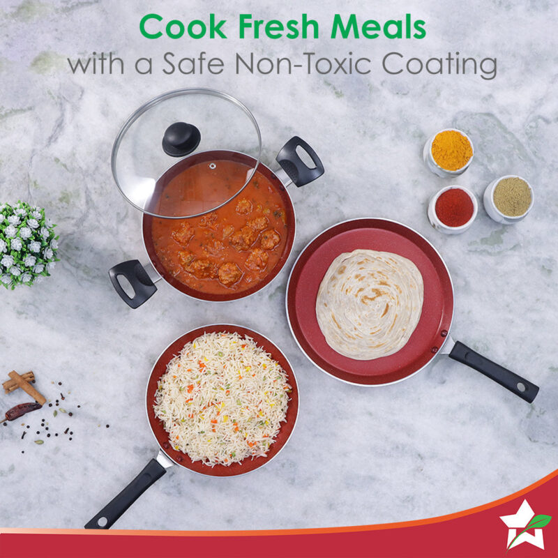 Valencia Non-stick Cookware Set - Red - Image 6