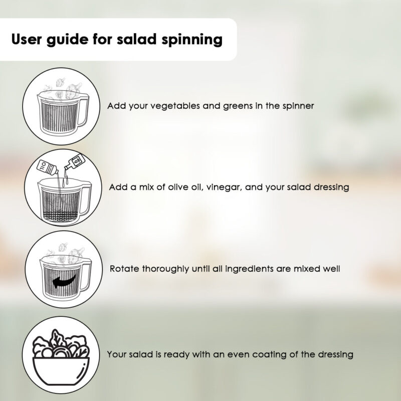 Vegetable Cleaner and Salad Spinner, Removes Excess Water and Pesticides, Cleans Vegetables Thoroughly, Use for Mixing Salad with Dressing, Food-grade Plastic, Transparent Body - Image 3